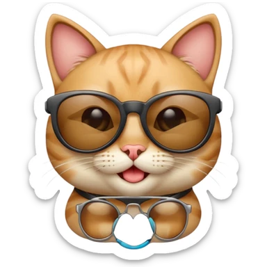 playful cat with cool sunglasses, winking sticker