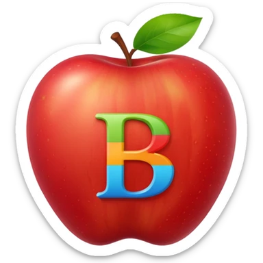 apple with colorful vitamin letters A B C around sticker