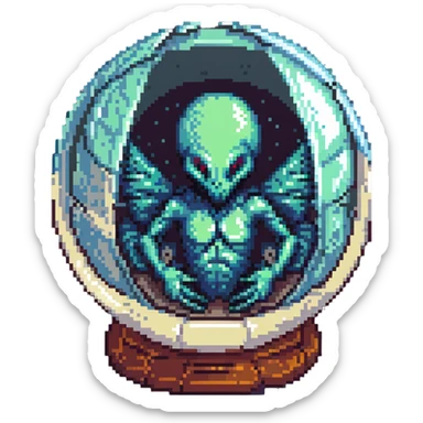 cranial, eye, MRI, SCAN, egg, embryonic, inside of glass egg, alien, eerie, otherworldly, crystal globe egg sticker