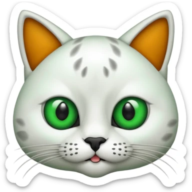 um gato branco com manchas pretas  olho preto e verde só manchas pretas sticker