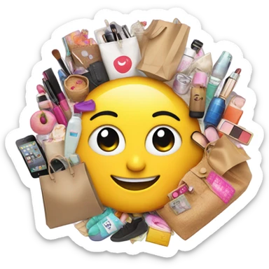 brain happy shopping makeup purses  clothes footwear food   sticker