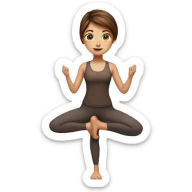 Brown hair yoga girl sticker