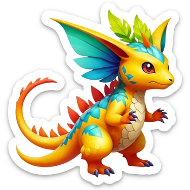 Elemental magical colorful exotic animesque Pokémon-Fakémon-creature, (full body) sticker