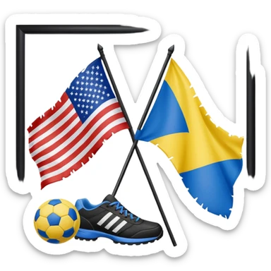 usa and ukraine flags together, sport equipment under sticker