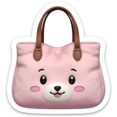 Aesthetic pink plush tote bag sticker
