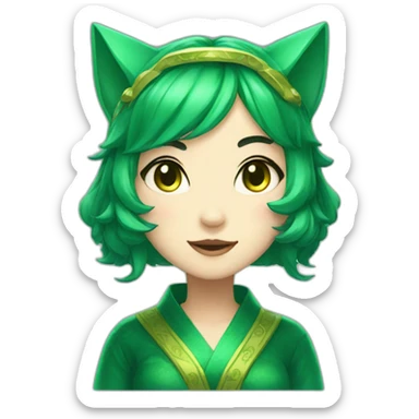 emerald neko girl sticker