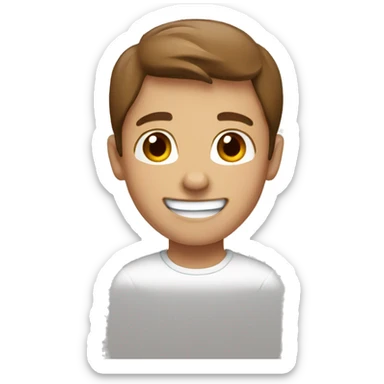 Emoji 1 boy, white, brown, brown eyes, laughing sticker