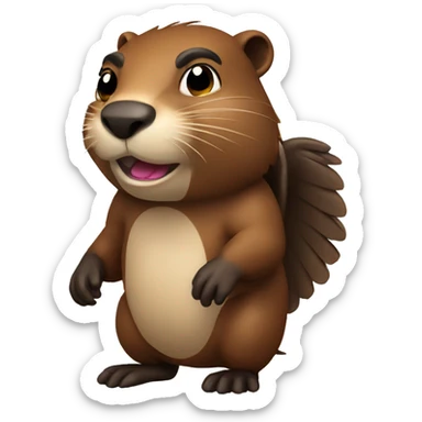 Left facing beaver with wing sticker