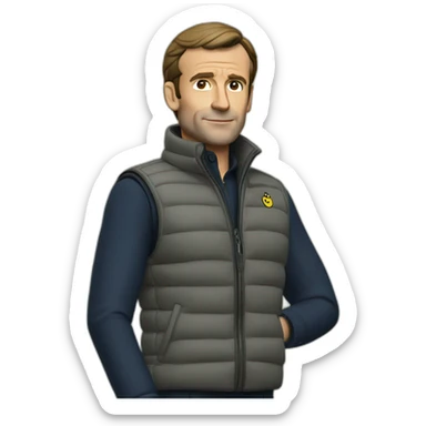 Macron en gilet jaune sticker