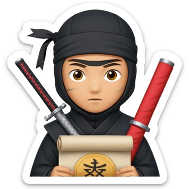 Ninja with closed scroll sticker