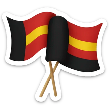 Black and red wavy flag with yellow circle in the middle  sticker