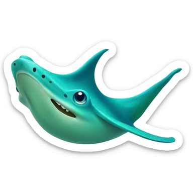 blue and green stingray that is cheering sticker