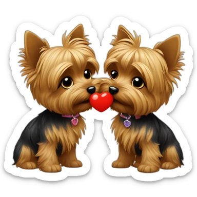 two Yorkshire terriers kissing sticker