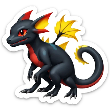 Shiny Salandit-Umbreon-Charmeleon-Fakémon-hybrid-creature (full body)  sticker