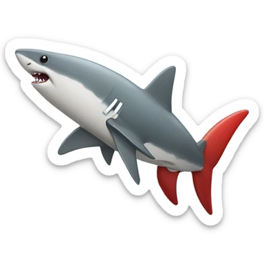 rocket propelled shark with airplane wings sticker