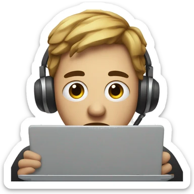 emoji of a person with black circles in his eyes and this person with his laptop sad sticker