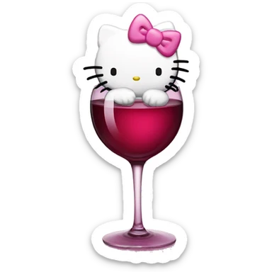 Hello kitty drinking wine sticker