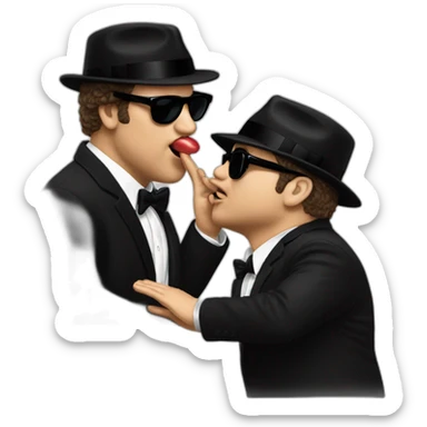 The blues brothers giving kisses sticker