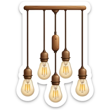 create an icon for a lamp with wooden stick and 3 bulbs hanging with a cable sticker