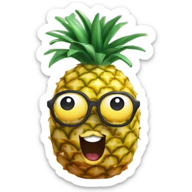 3D one pineapple  👱‍♀️🍍 with big shiny eyes 👀 The pineapple cute embarrassed ☺️ sticker