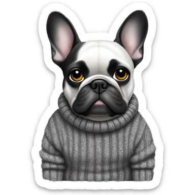 Dark Grey  black spots French  bulldog in sweater sticker