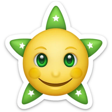 green smiley emoji stars instead of eyes sticker