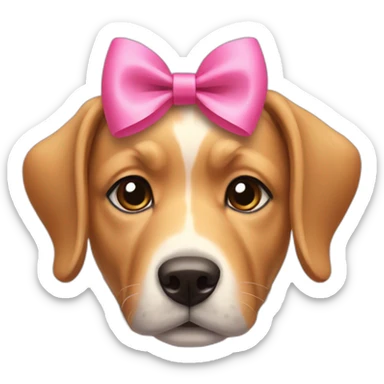 Dog with a pink bow on its head sticker