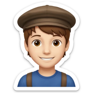 Un niño con gorra pelo castaño  sticker