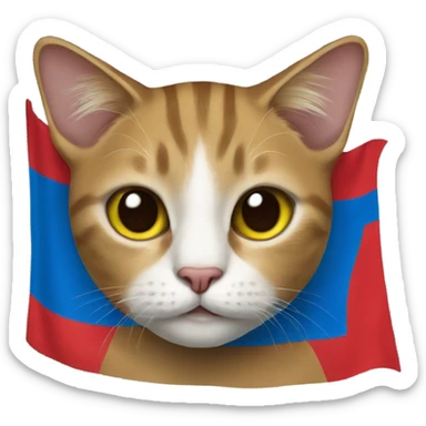 A cat with a Congolese flag sticker