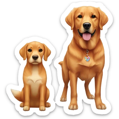 Couple and fox red Labrador and golden retriever  sticker
