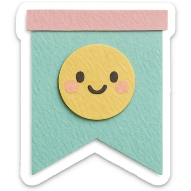 soft pastel cute tiny flag banner for planners with a smiling face accent sticker