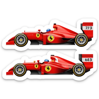 side view of a simplified bright red Ferrari Formula 1 car from the 2000s, emoji style sticker
