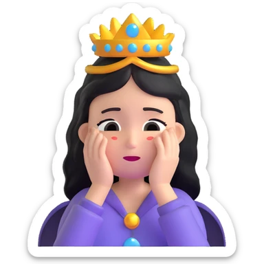 crying character wearing a glowing halo sticker