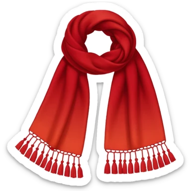 Realistic crimson-sanguine-gradient-red winter scarf isolated. sticker