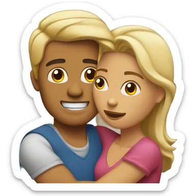 Blond man and hispanic woman hug each other sticker