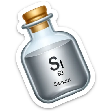 samarium rare earth mineral, silvery metal, chemical element Sm, atomic number 62 sticker