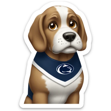 Dog wearing a Penn state jersey  sticker