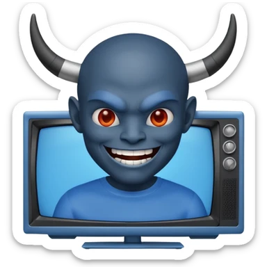 Vox the demon with a TV as his head wearing all blue sticker
