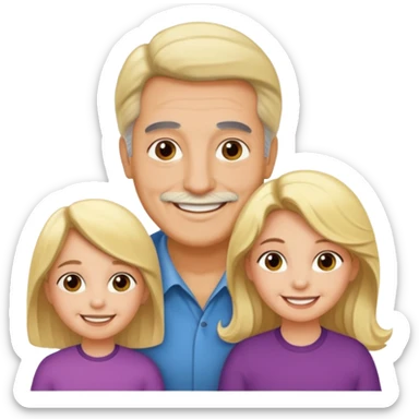 Papá CALVO moreno, hija rizada con pelo largo  y mamá rubia con pelo lacio  pero que NO se abracen sticker