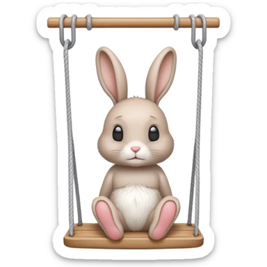 a sad rabbit swinging on swing lightly with head down sticker
