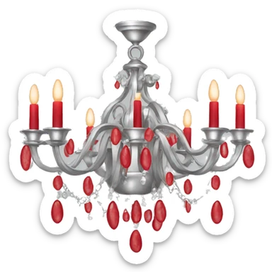 silver chandelier with red accents sticker