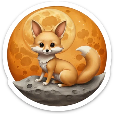 fennec on the moon sticker
