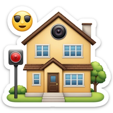 House that is beeing secured by a alarm system and camera sticker