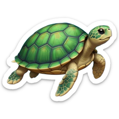 Quasar Turtle emoji – full body, large turtle with a smooth glowing shell shaped like a cosmic quasar, simple light effect in the center of the shell, stars in the shell, no patterns, no aura, slight side angle, no background
 sticker