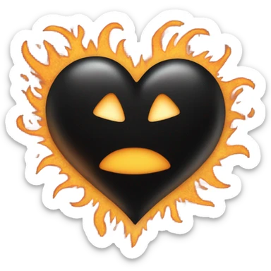 Black heart with flames sticker