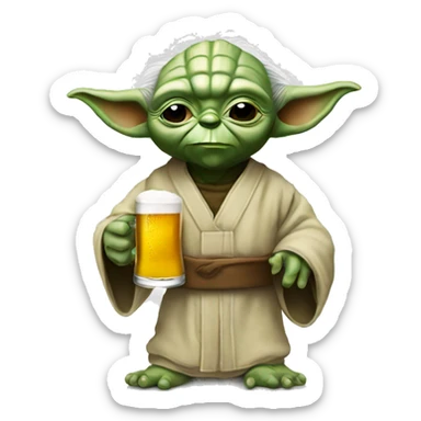 Yoda In pajamas and a beer  sticker