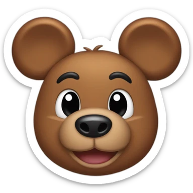 brown bear emoji wearing fake black mickey mouse ears sticker