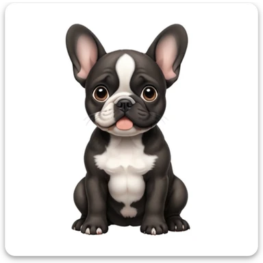 black french bulldog puppy, playful pose, white background sticker