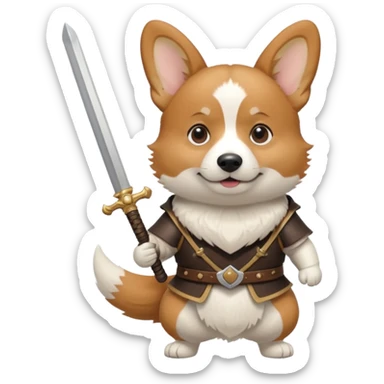 corgi with sword strapped to his front sticker