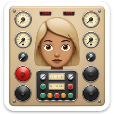 person with vintage control panel. sticker